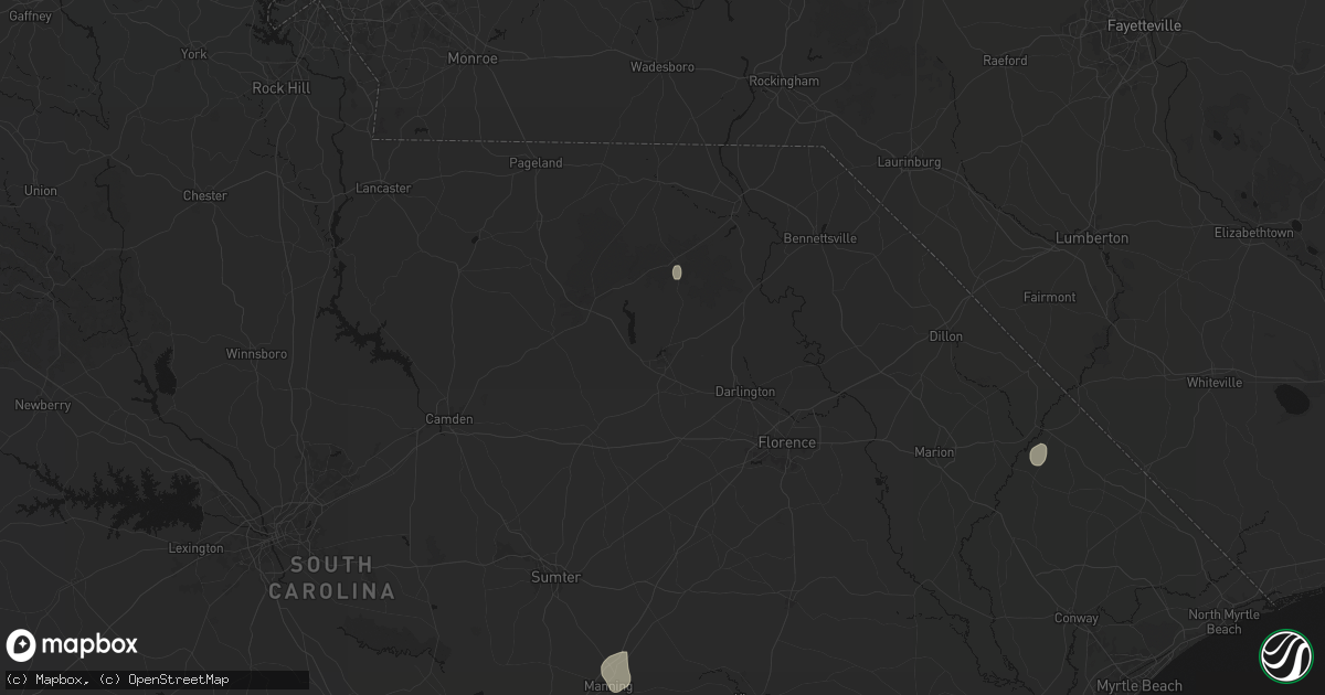 Hail map in Hartsville, SC on July 5, 2026