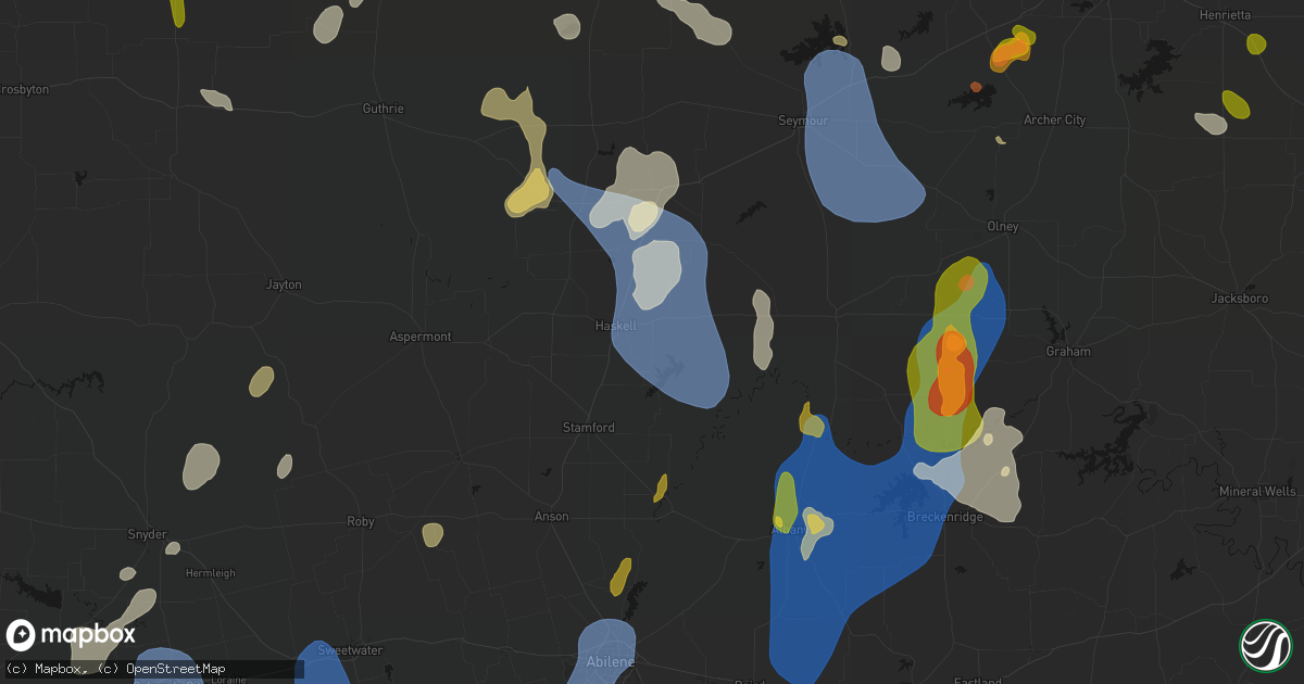 Hail map in Haskell, TX on July 5, 2026