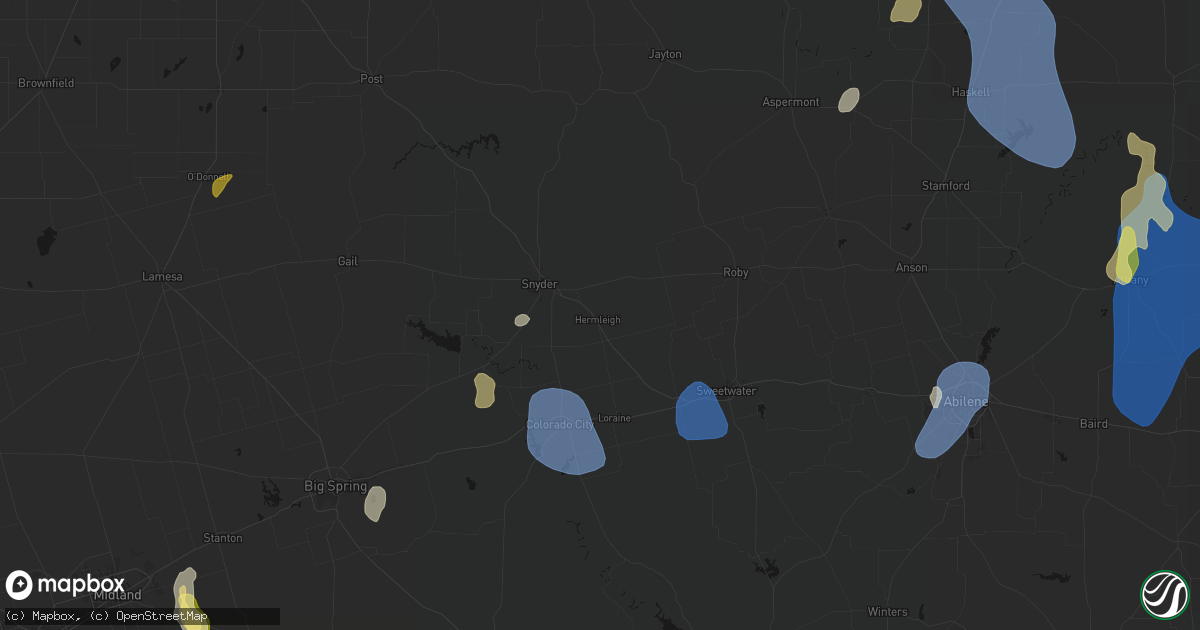 Hail map in Hermleigh, TX on July 5, 2026