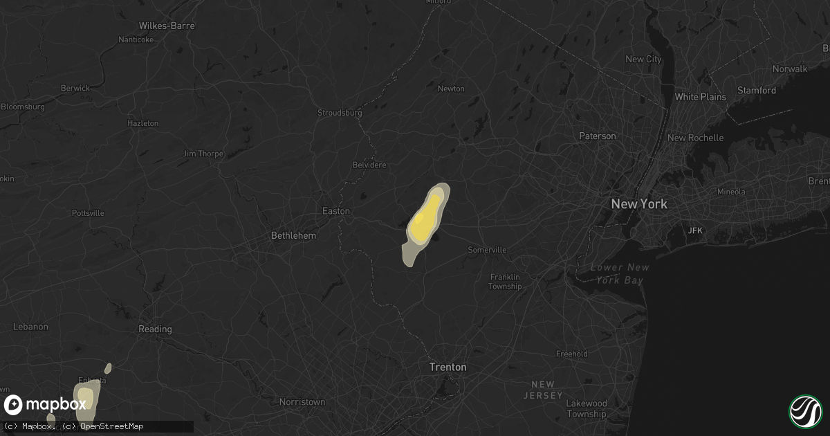 Hail map in High Bridge, NJ on July 5, 2026