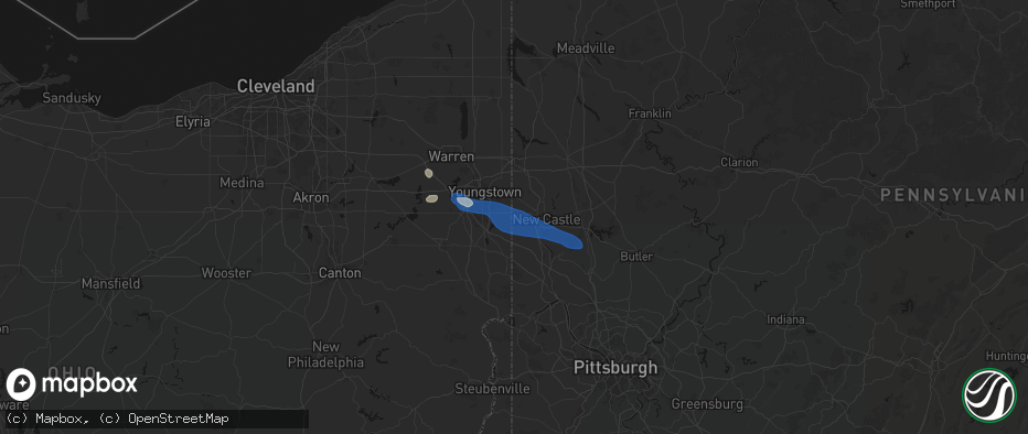 Hail map in Hillsville, PA on July 5, 2026