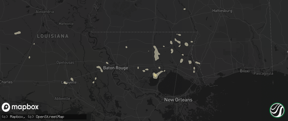 Hail map in Holden, LA on July 5, 2026