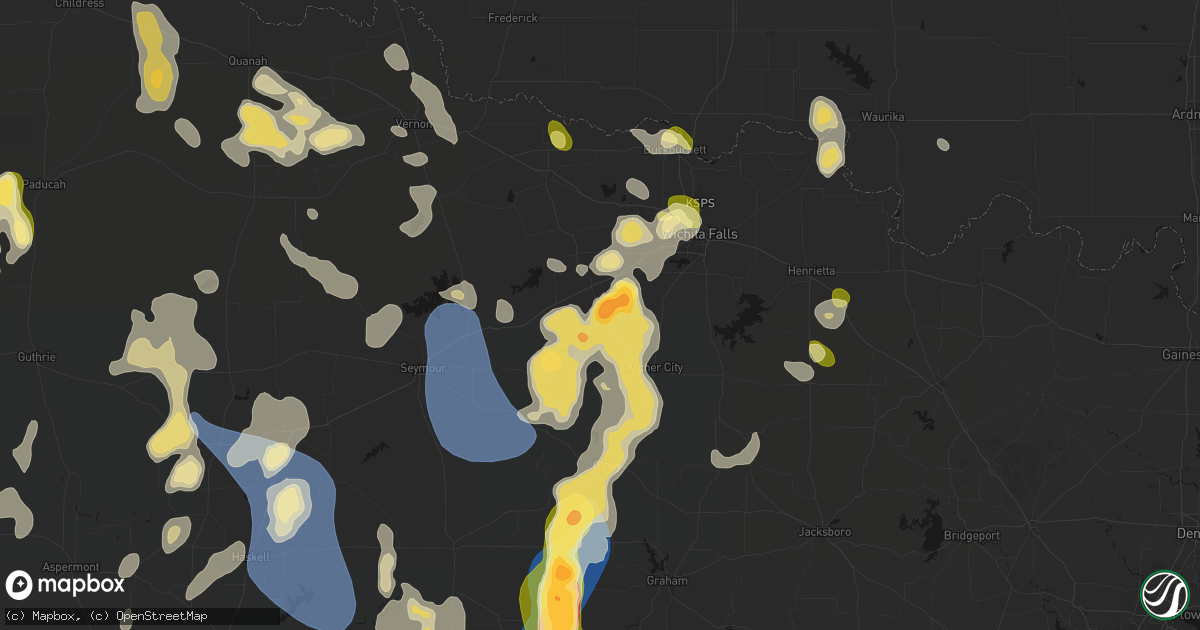 Hail map in Holliday, TX on July 5, 2026