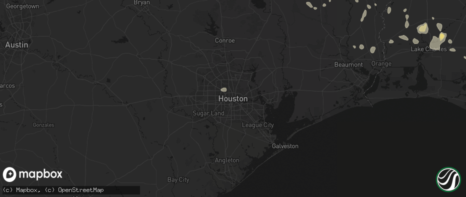 Hail map in Houston, TX on July 5, 2026