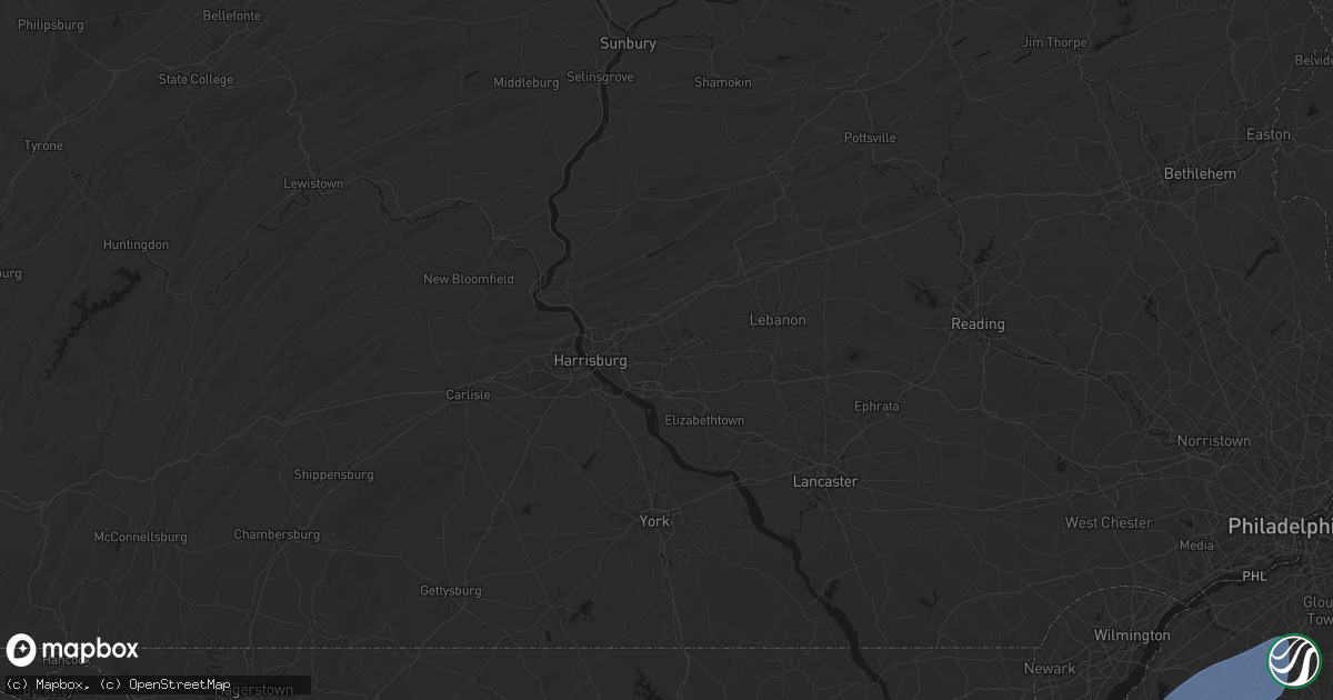 Hail map in Hummelstown, PA on July 5, 2026