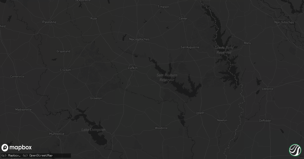 Hail map in Huntington, TX on July 5, 2026
