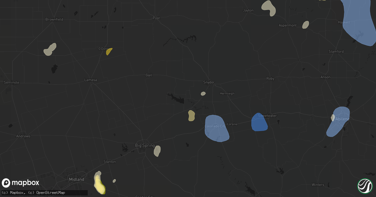 Hail map in Ira, TX on July 5, 2026