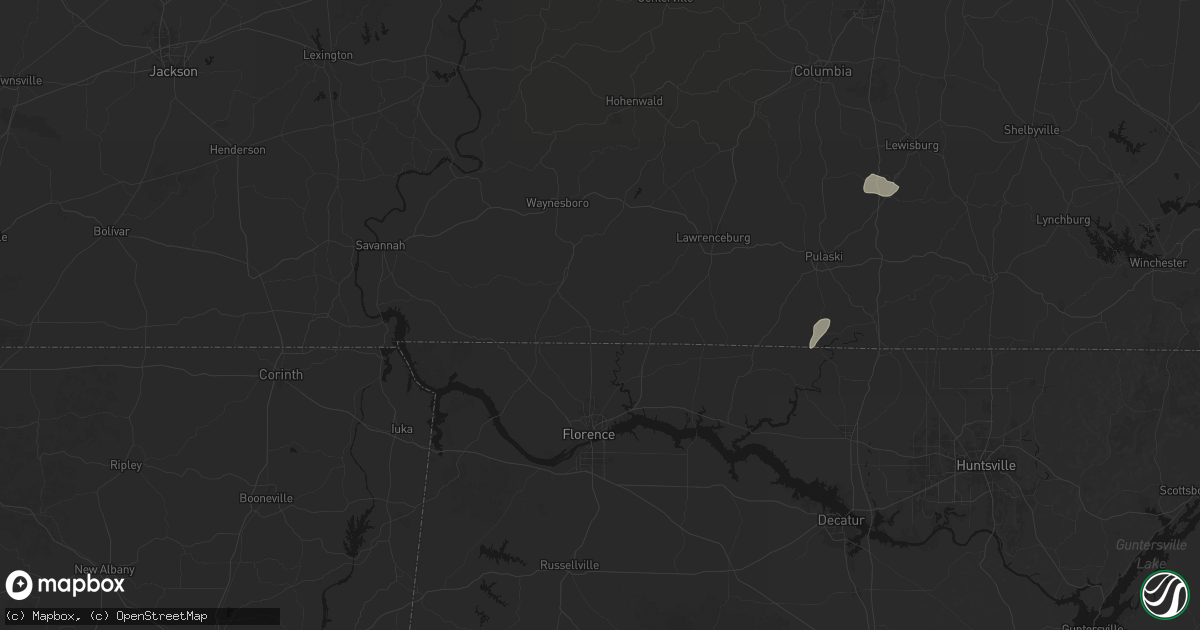 Hail map in Iron City, TN on July 5, 2026
