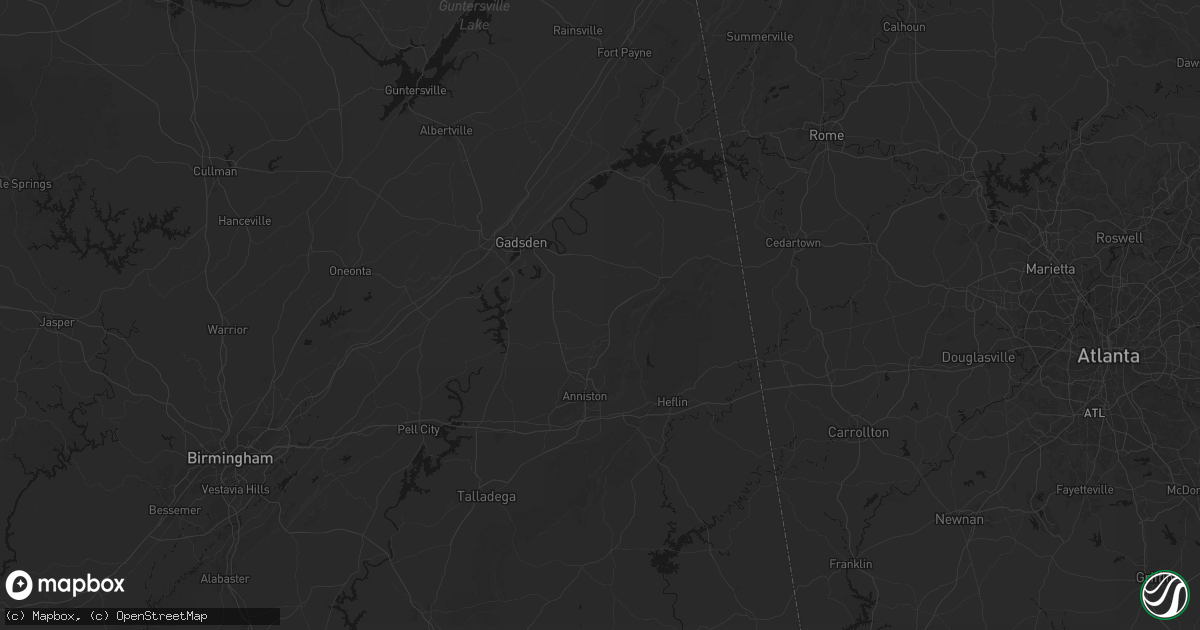Hail map in Jacksonville, AL on July 5, 2026