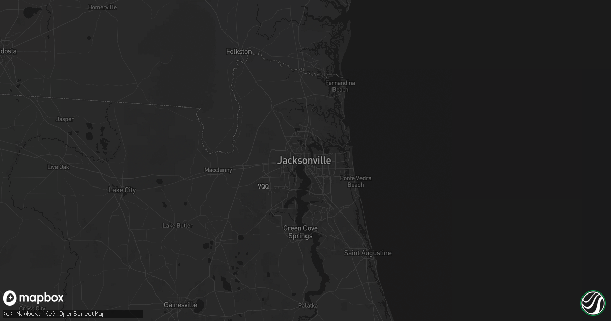 Hail map in Jacksonville, FL on July 5, 2026