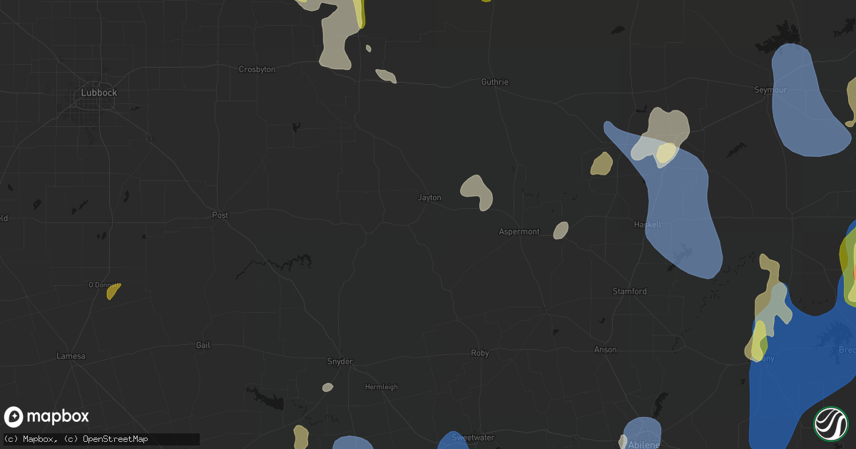 Hail map in Jayton, TX on July 5, 2026