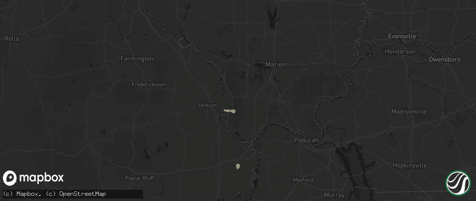 Hail map in Jonesboro, IL on July 5, 2026