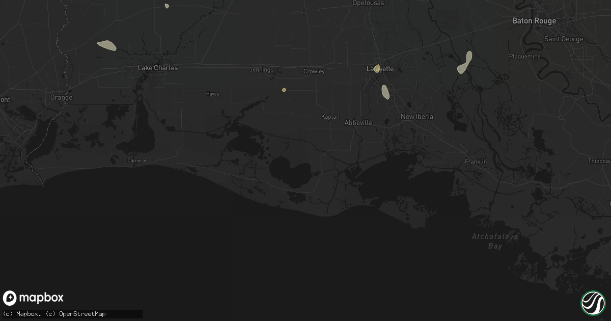 Hail map in Kaplan, LA on July 5, 2026
