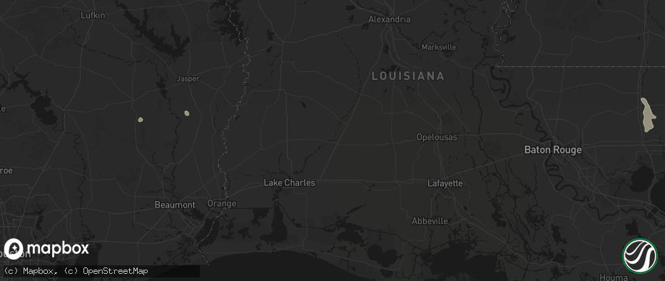 Hail map in Kinder, LA on July 5, 2026