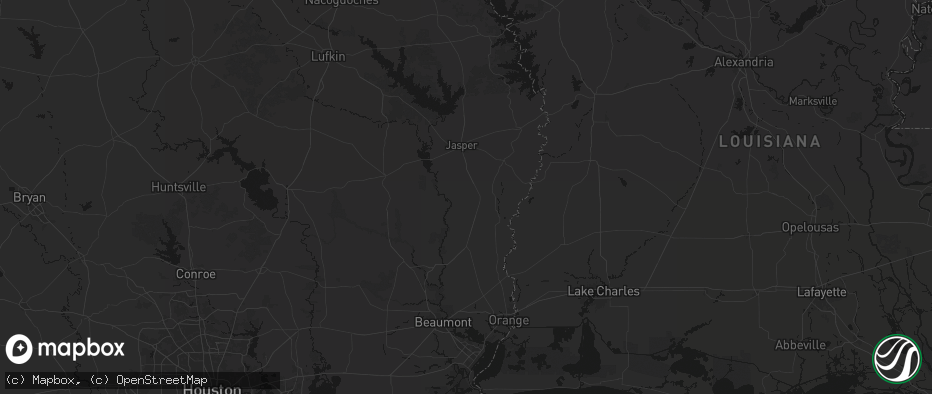 Hail map in Kirbyville, TX on July 5, 2026