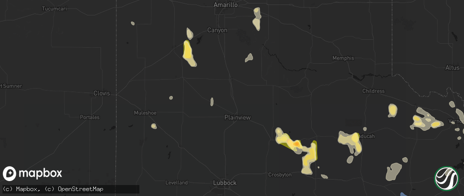 Hail map in Kress, TX on July 5, 2026