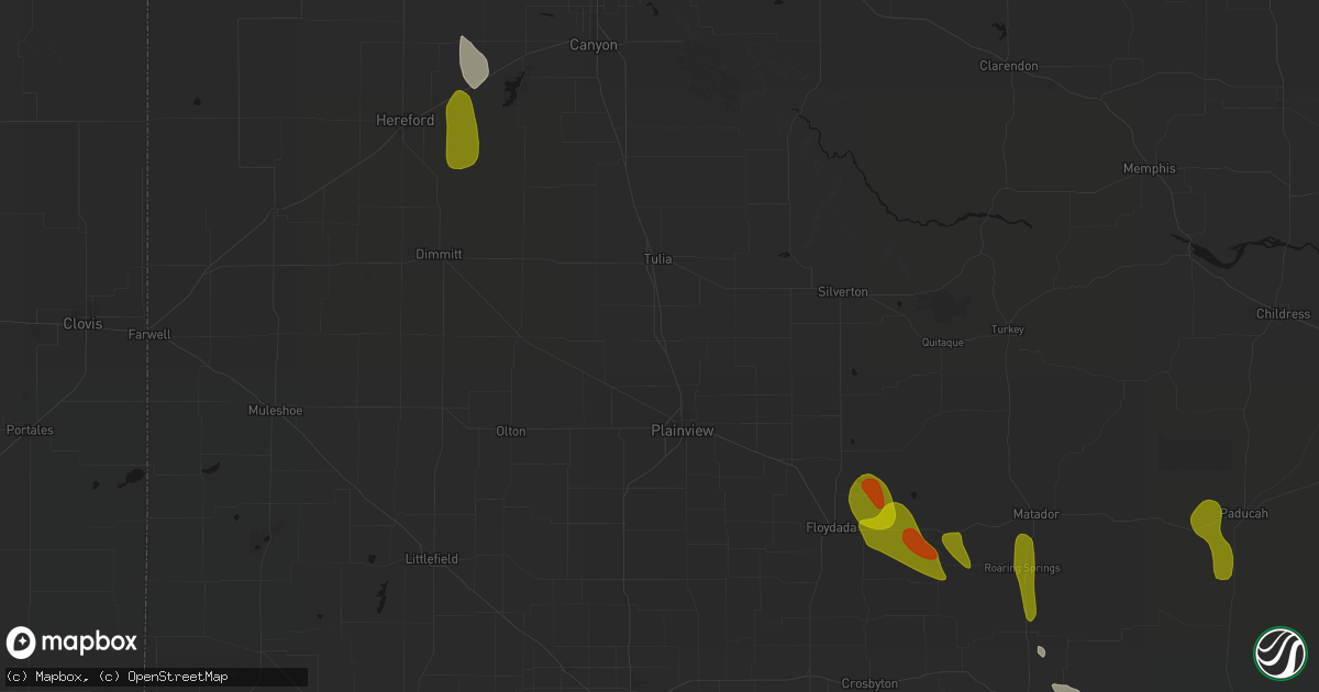 Hail map in Kress, TX on July 5, 2026