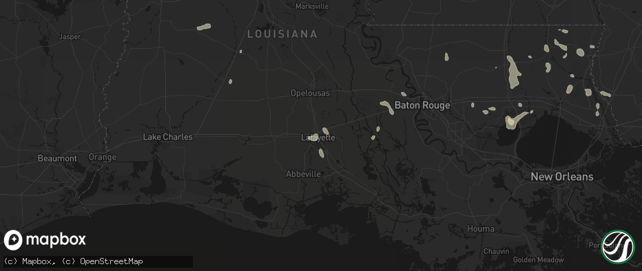 Hail map in Lafayette, LA on July 5, 2026