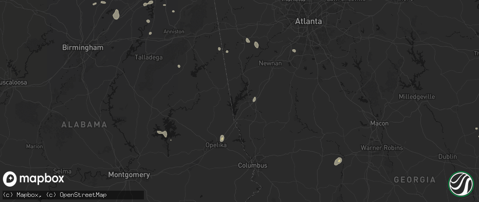 Hail map in Lagrange, GA on July 5, 2026