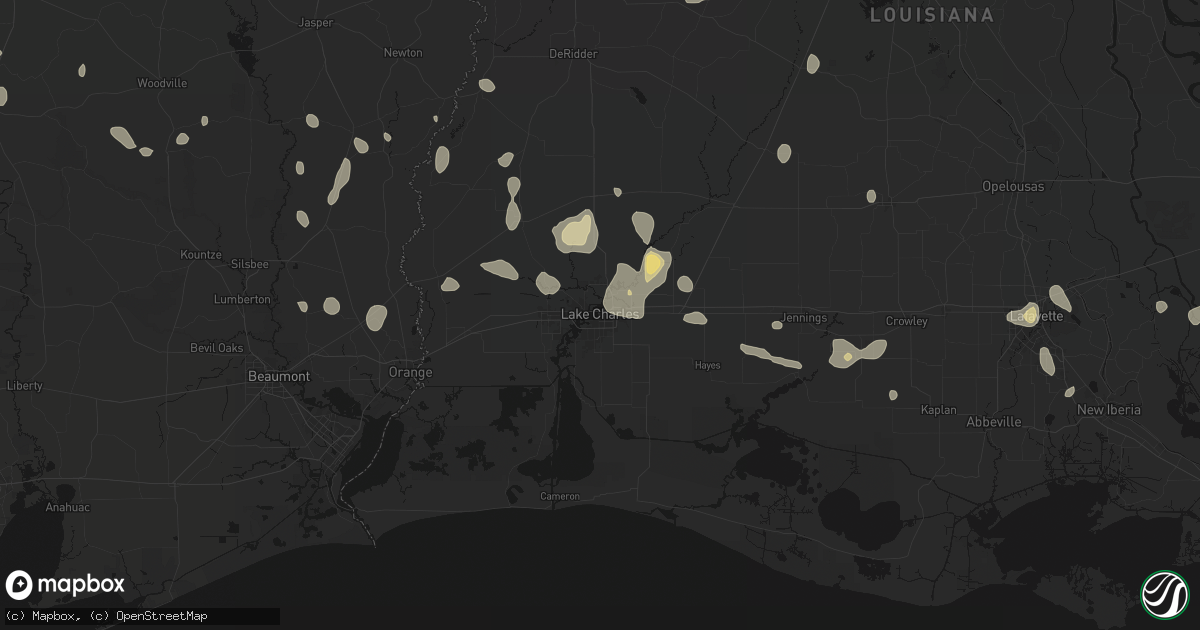 Hail map in Lake Charles, LA on July 5, 2026