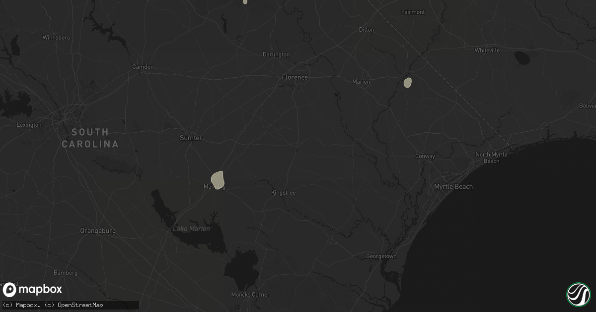 Hail map in Lake City, SC on July 5, 2026