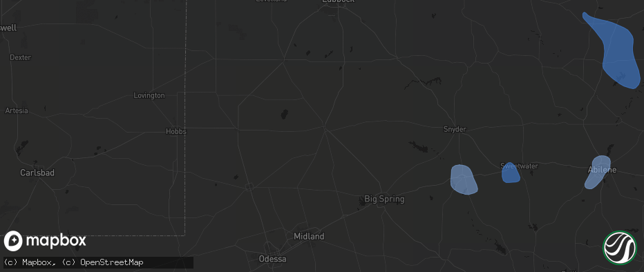 Hail map in Lamesa, TX on July 5, 2026