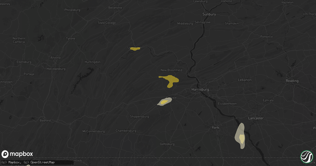 Hail map in Landisburg, PA on July 5, 2026