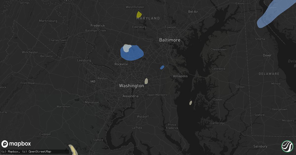 Hail map in Lanham, MD on July 5, 2026