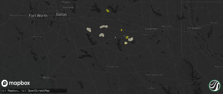 Hail map in Larue, TX on July 5, 2026