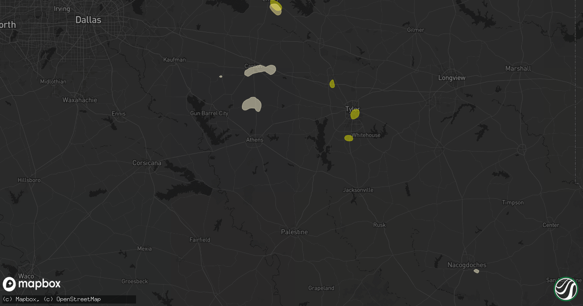 Hail map in Larue, TX on July 5, 2026