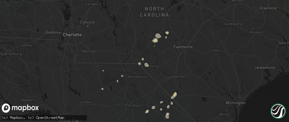 Hail map in Laurel Hill, NC on July 5, 2026
