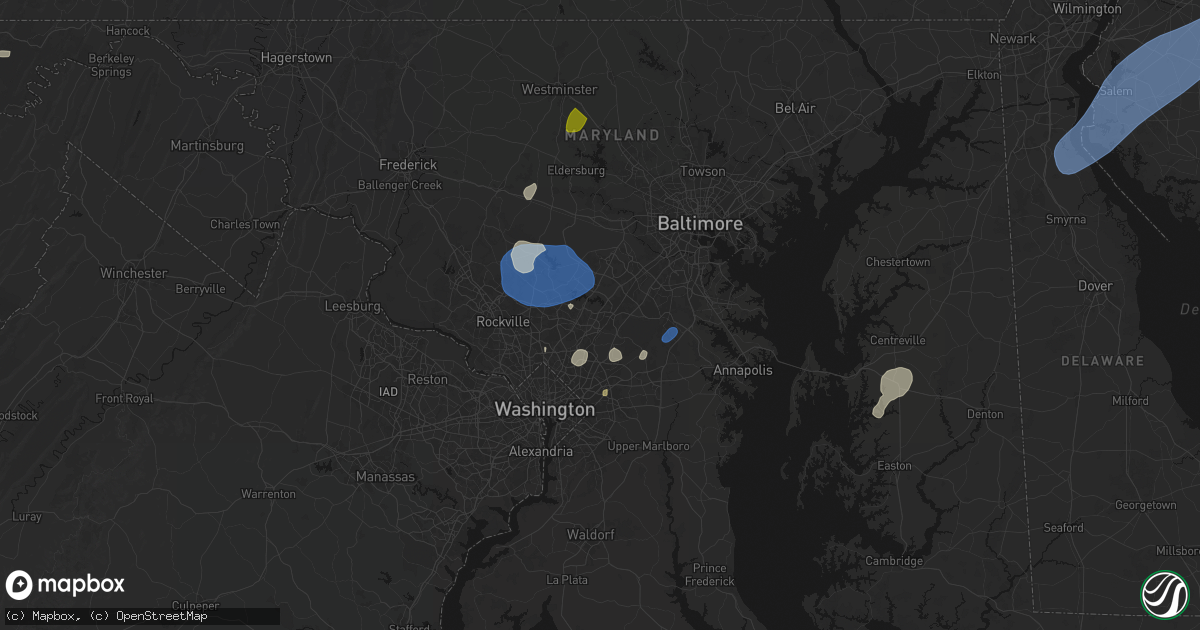 Hail map in Laurel, MD on July 5, 2026