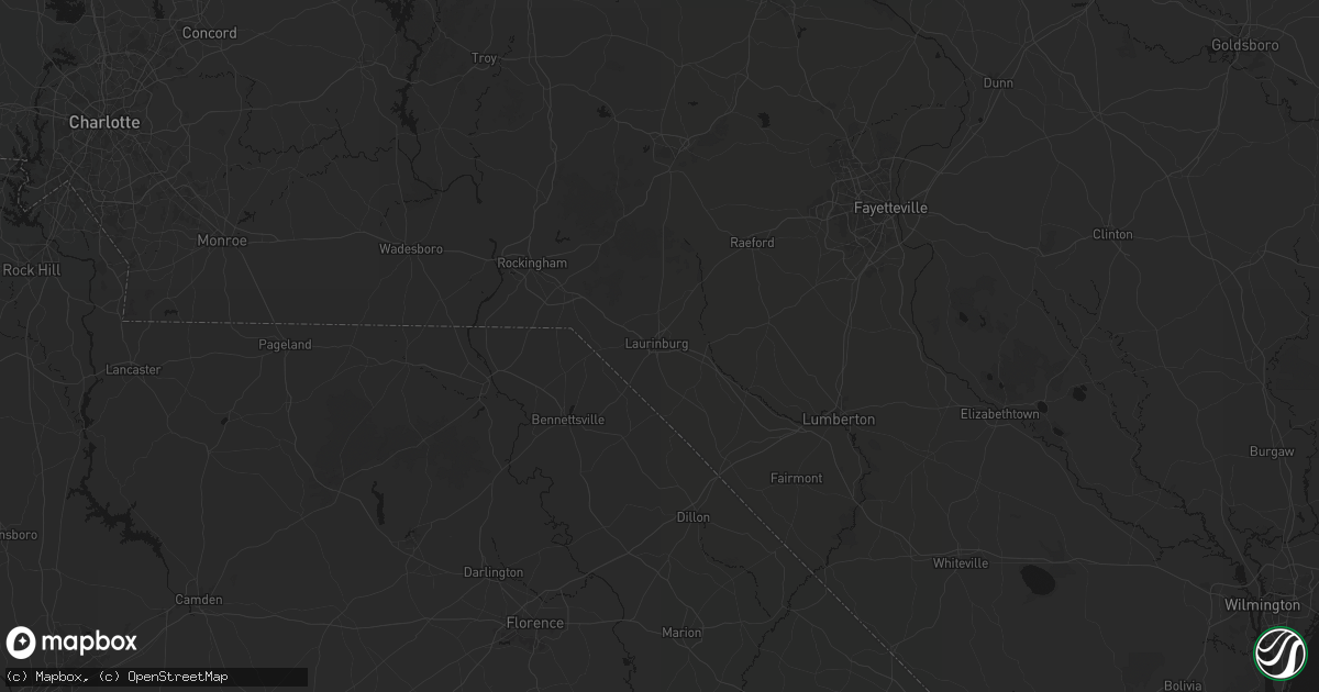 Hail map in Laurinburg, NC on July 5, 2026