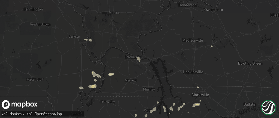 Hail map in Ledbetter, KY on July 5, 2026