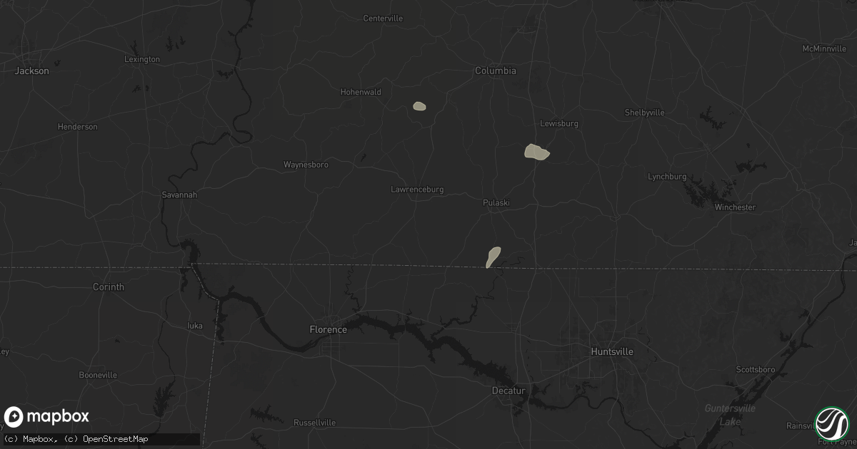 Hail map in Leoma, TN on July 5, 2026