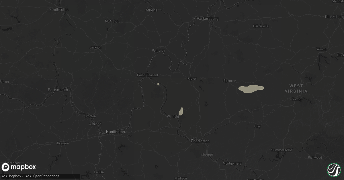 Hail map in Leon, WV on July 5, 2026