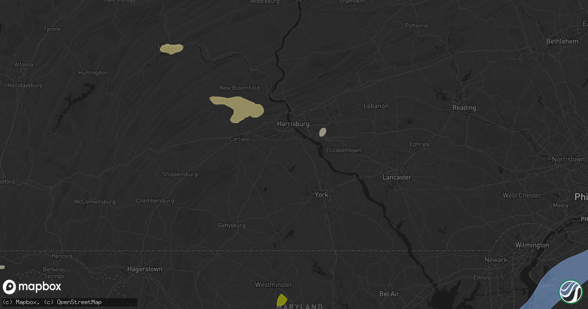 Hail map in Lewisberry, PA on July 5, 2026