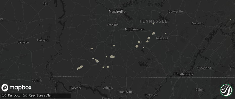 Hail map in Lewisburg, TN on July 5, 2026