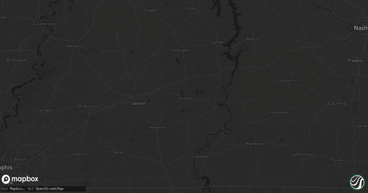 Hail map in Lexington, TN on July 5, 2026