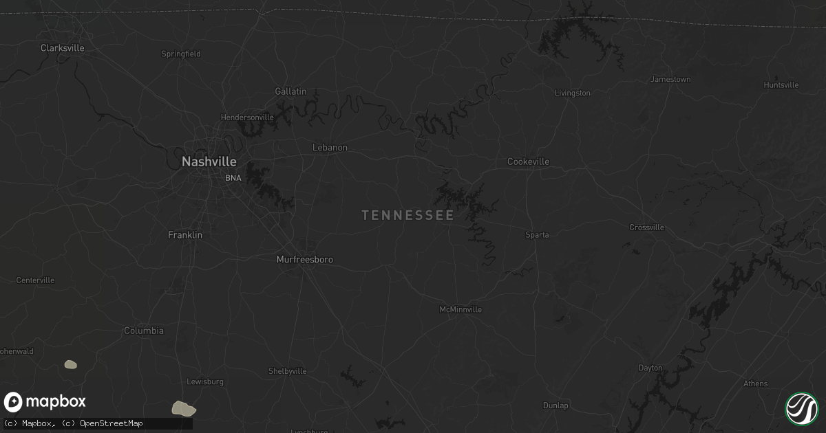 Hail map in Liberty, TN on July 5, 2026