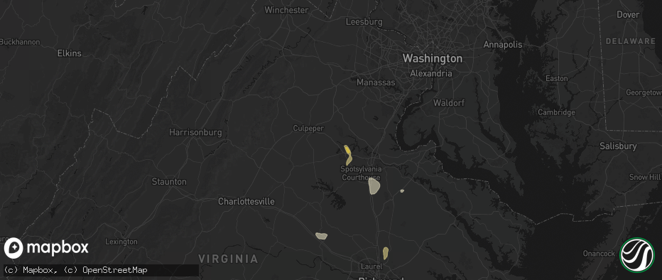 Hail map in Lignum, VA on July 5, 2026