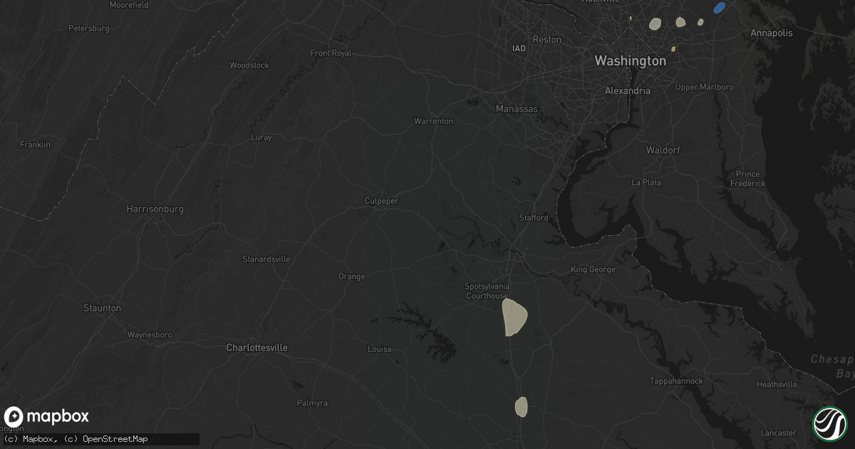 Hail map in Lignum, VA on July 5, 2026