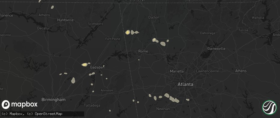 Hail map in Lindale, GA on July 5, 2026