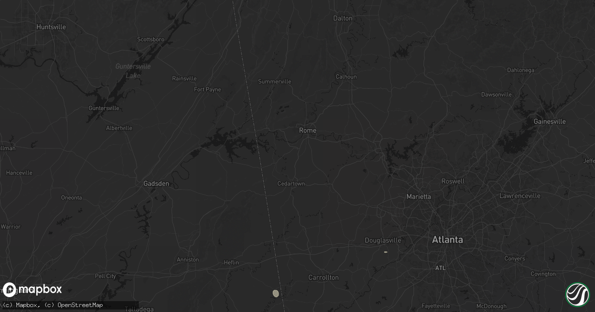 Hail map in Lindale, GA on July 5, 2026