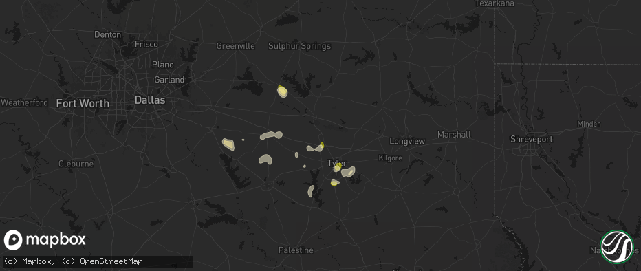 Hail map in Lindale, TX on July 5, 2026
