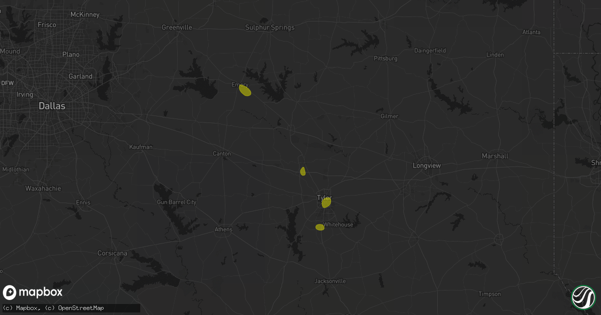 Hail map in Lindale, TX on July 5, 2026
