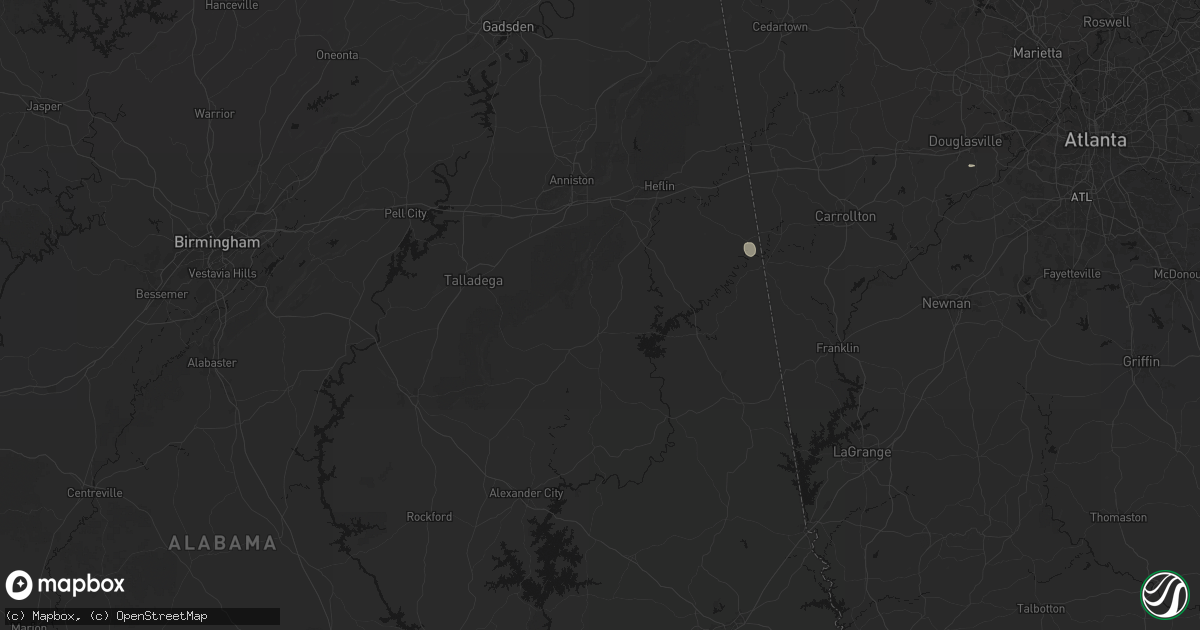 Hail map in Lineville, AL on July 5, 2026