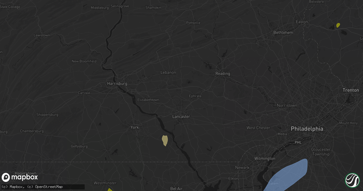 Hail map in Lititz, PA on July 5, 2026
