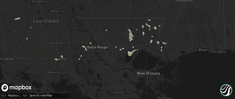 Hail map in Livingston, LA on July 5, 2026