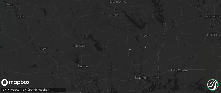 Hail map in Livingston, TX on July 5, 2026